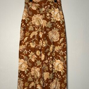 Sezane Tyler Linen Trousers Adana Floral wide Leg with Cream and Tan Blooms